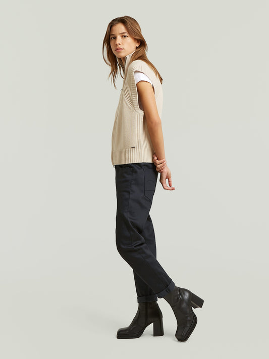 Light Gray סוודר לנשים Heavy Moto Zip Vest Knit G STAR