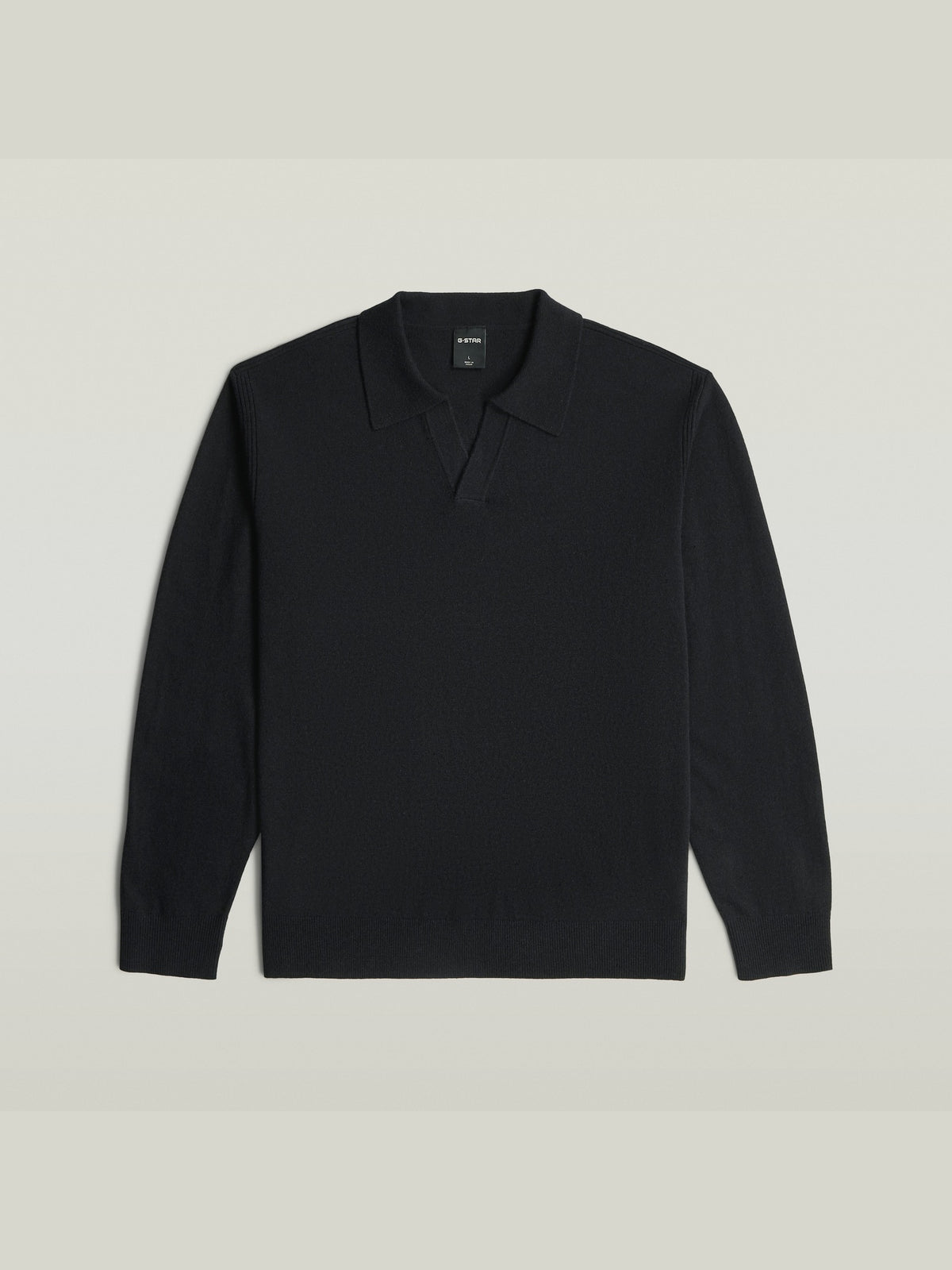 Black סוודר לגברים Wool Refined Polo Collar Knit G STAR