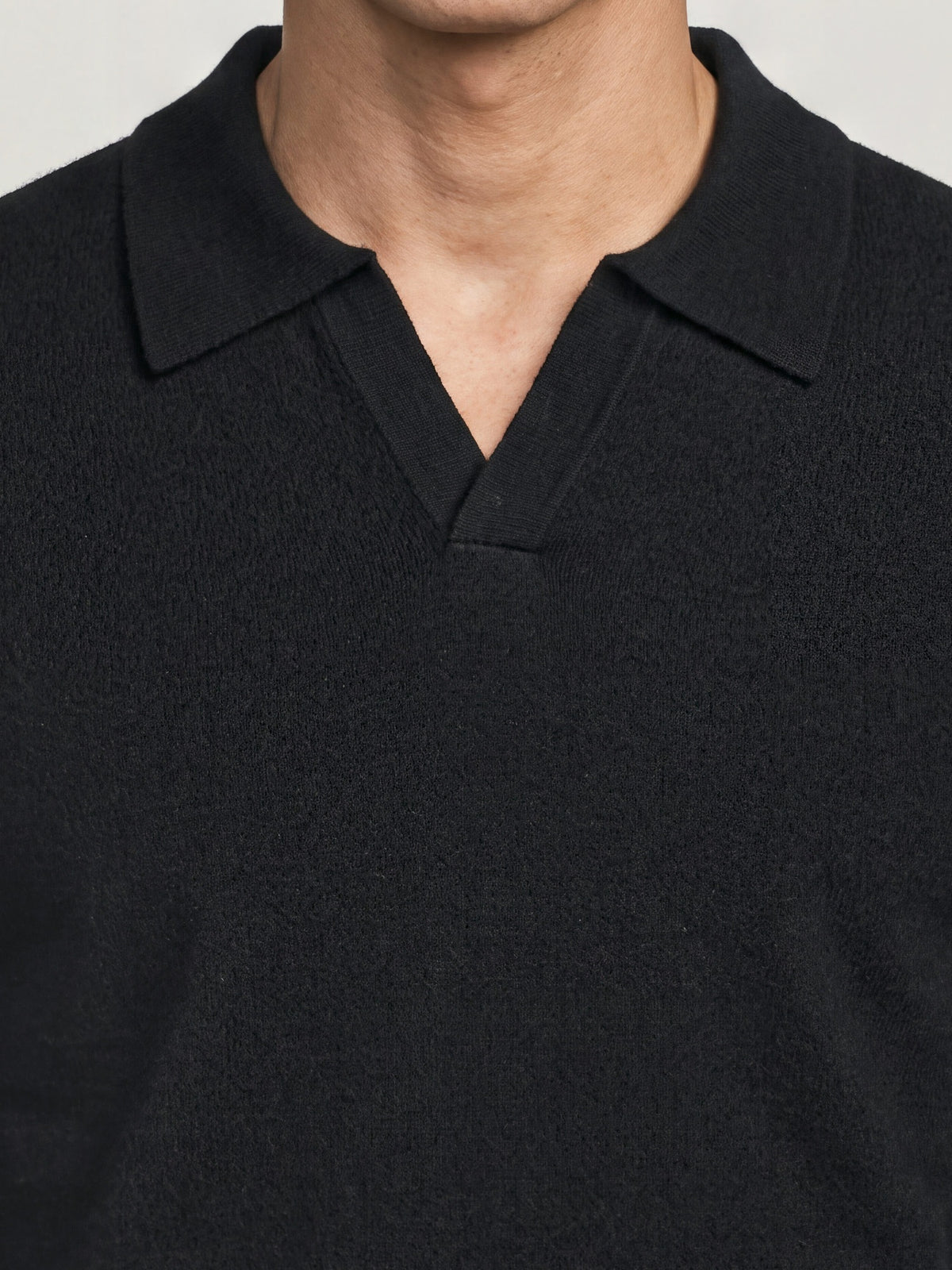 Black סוודר לגברים Wool Refined Polo Collar Knit G STAR