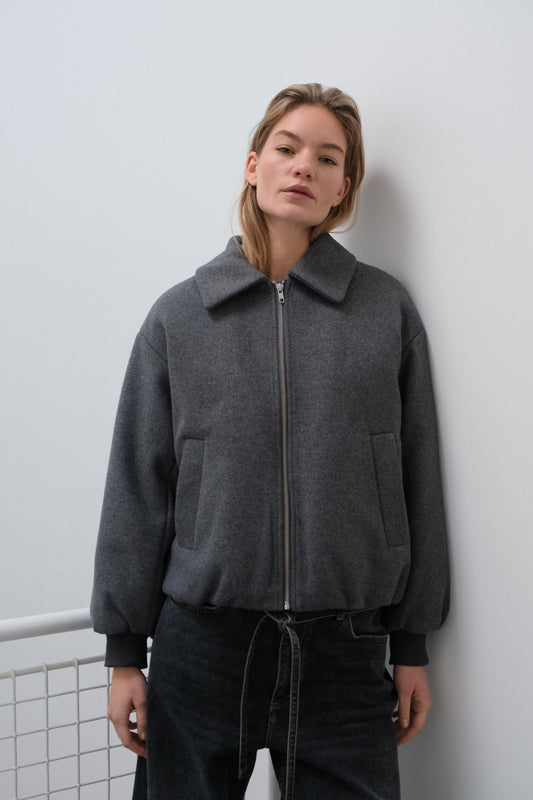 Light Gray בומבר ג'קט לנשים Ommi MODSTROM