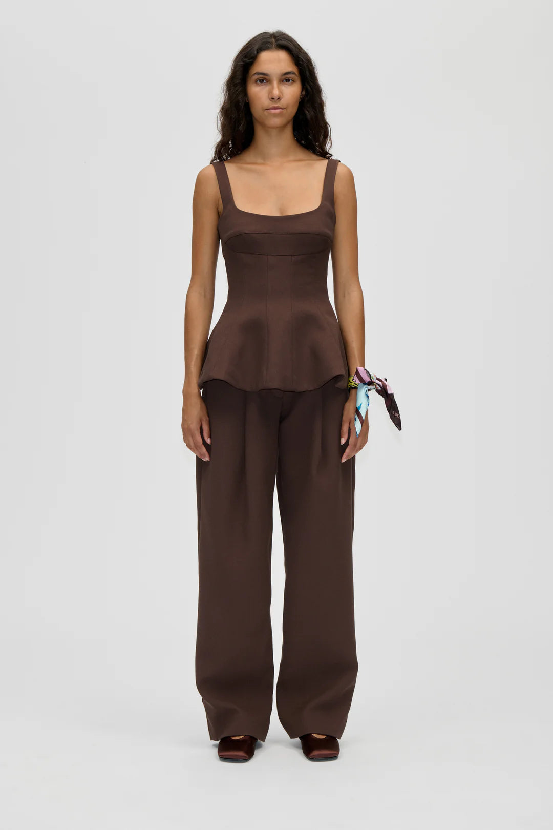 Dark Slate Gray מכנסיים מחויטים רחבים לנשים Elevated Pleat Pants STINE GOYA