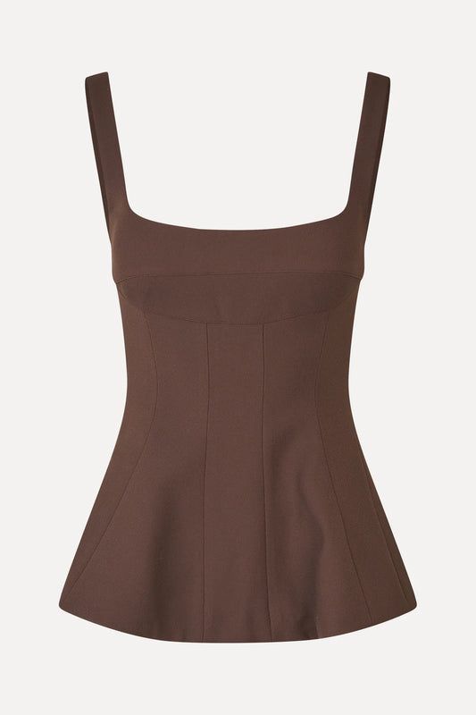 Dark Olive Green טופ אלגנטי לנשים Elevated Structured STINE GOYA