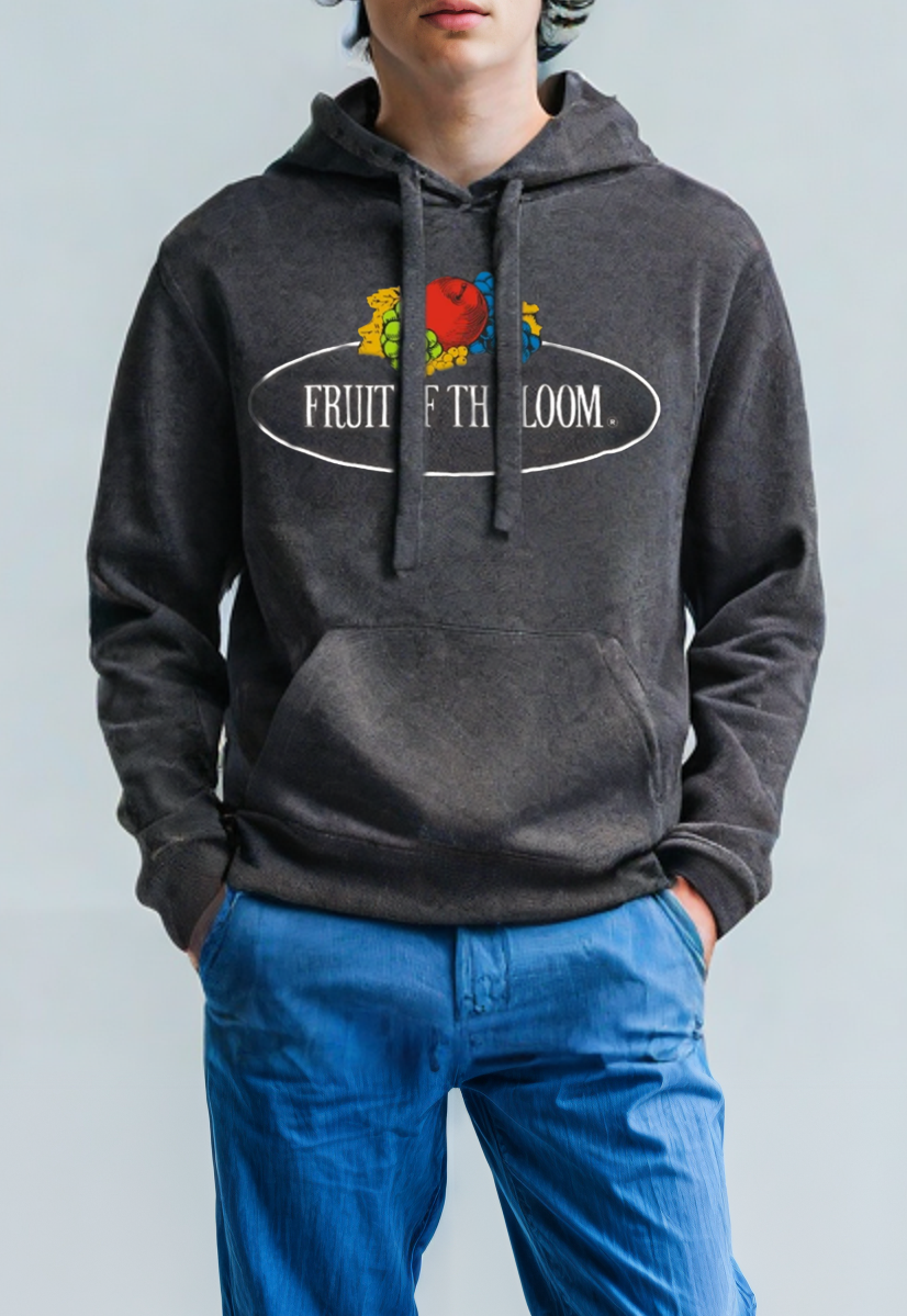 Light Gray קפוצ'ון לגברים Vintage FRUIT OF THE LOOM