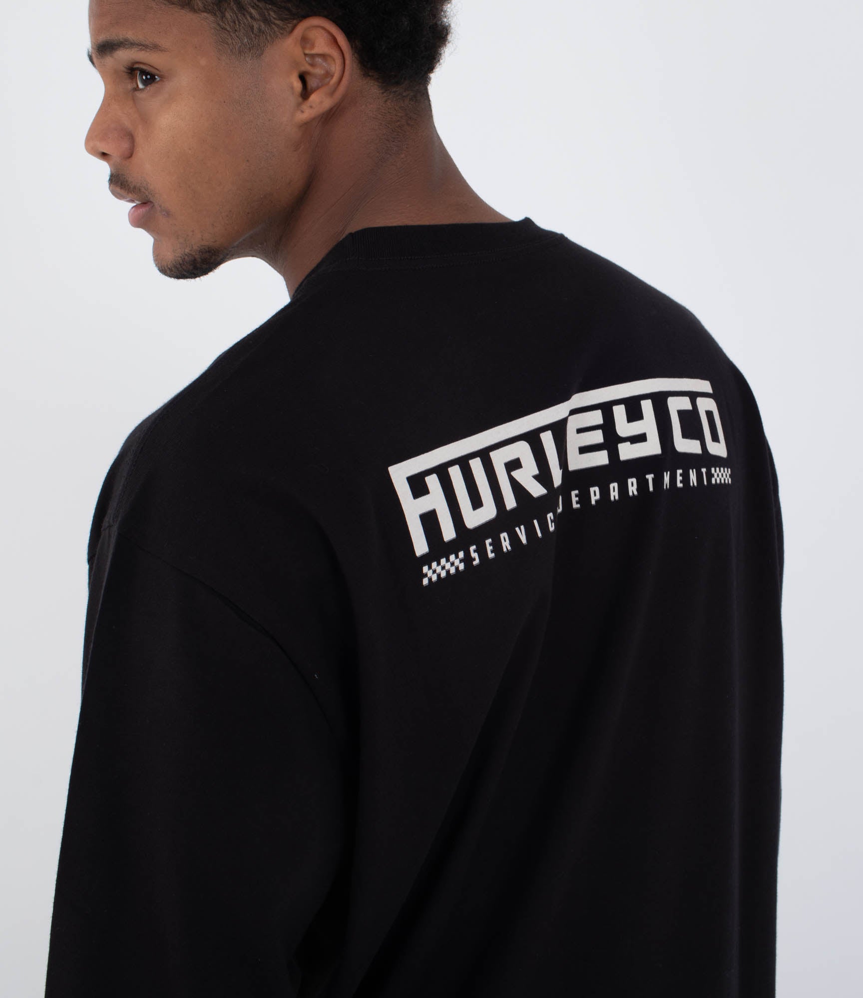 Black טי שירט ארוכה לגברים Hurley HURLEY