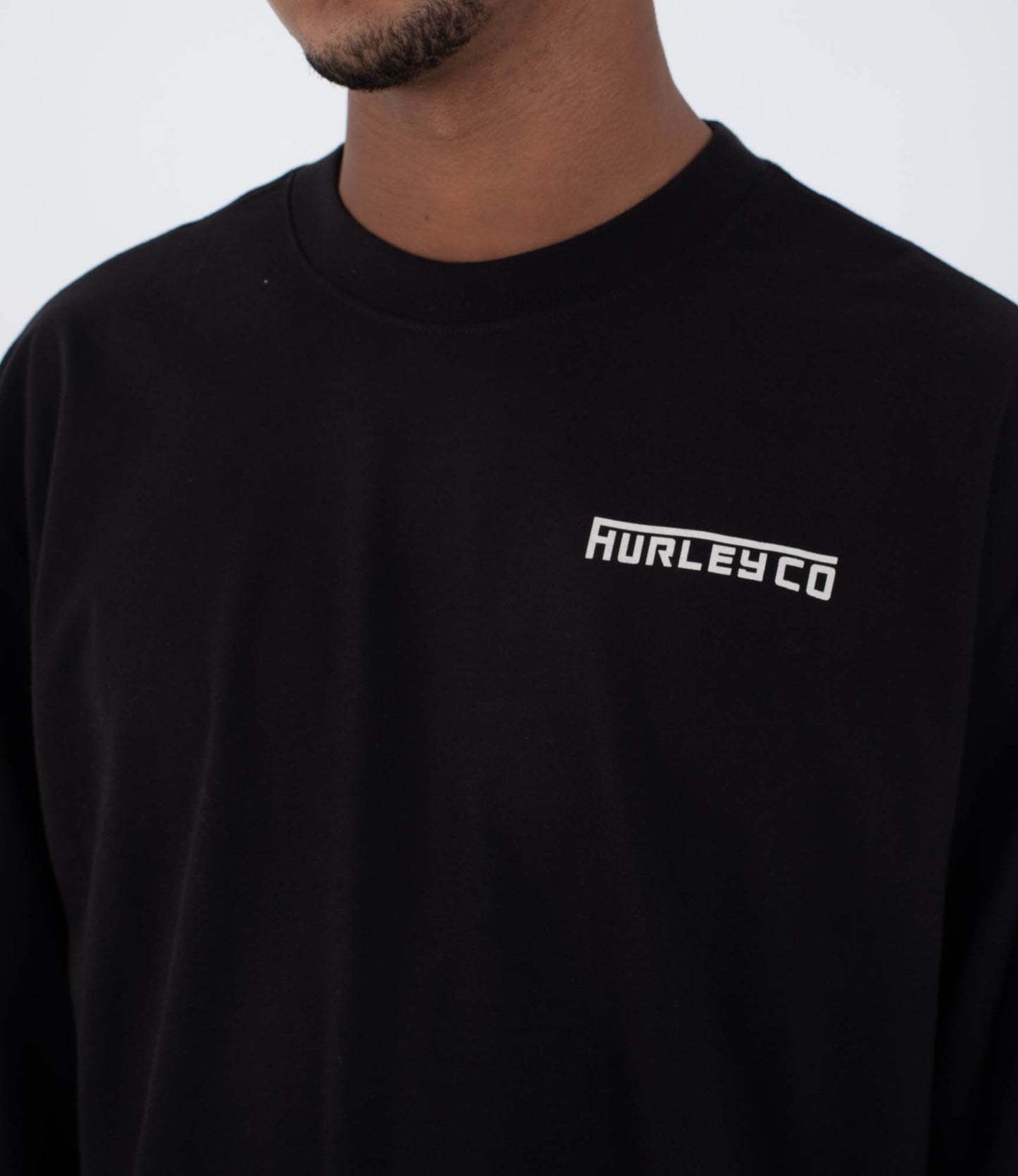 Black טי שירט ארוכה לגברים Hurley HURLEY