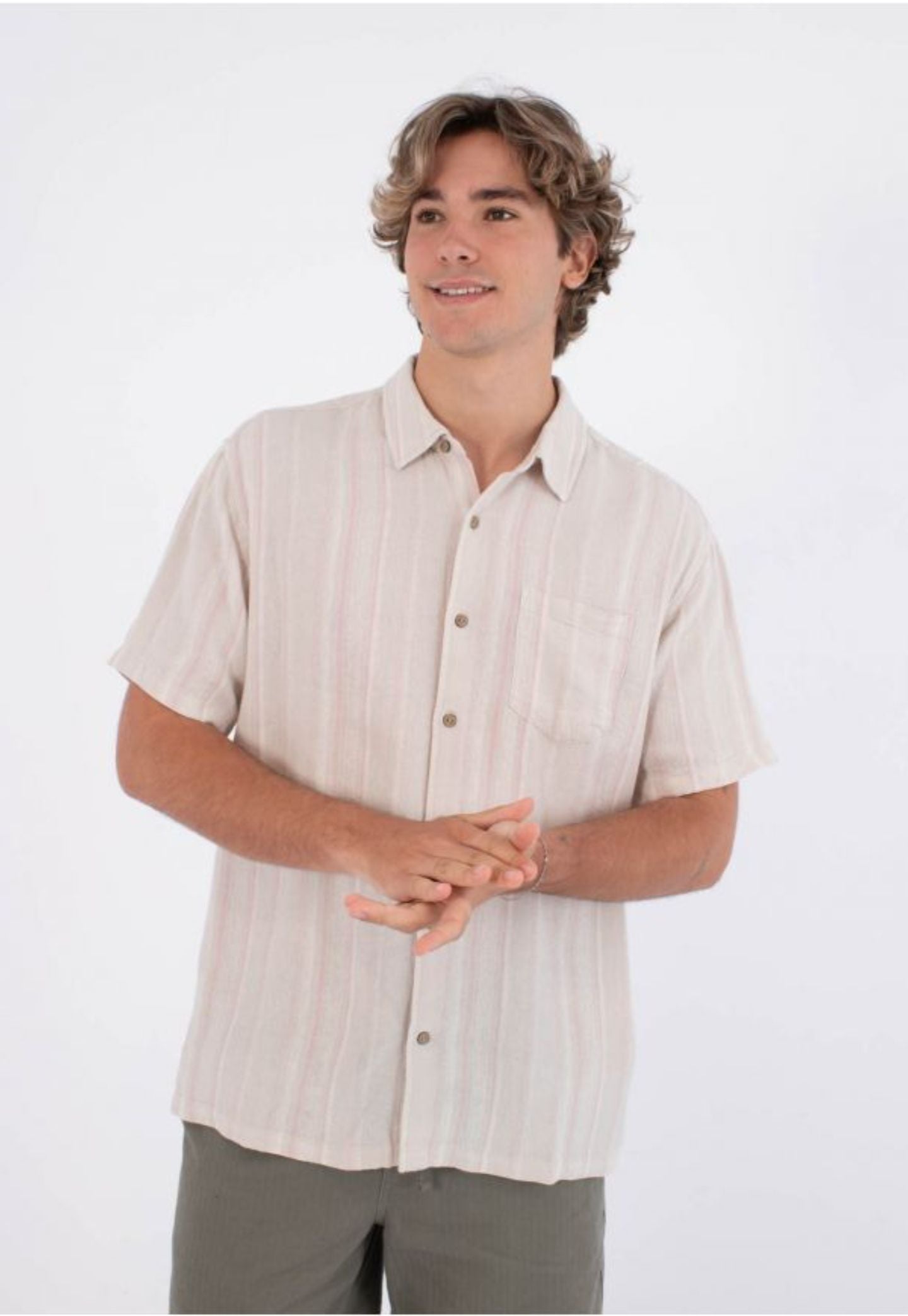 Lavender חולצה מכופתרת קצרה לגברים Oceanside HURLEY