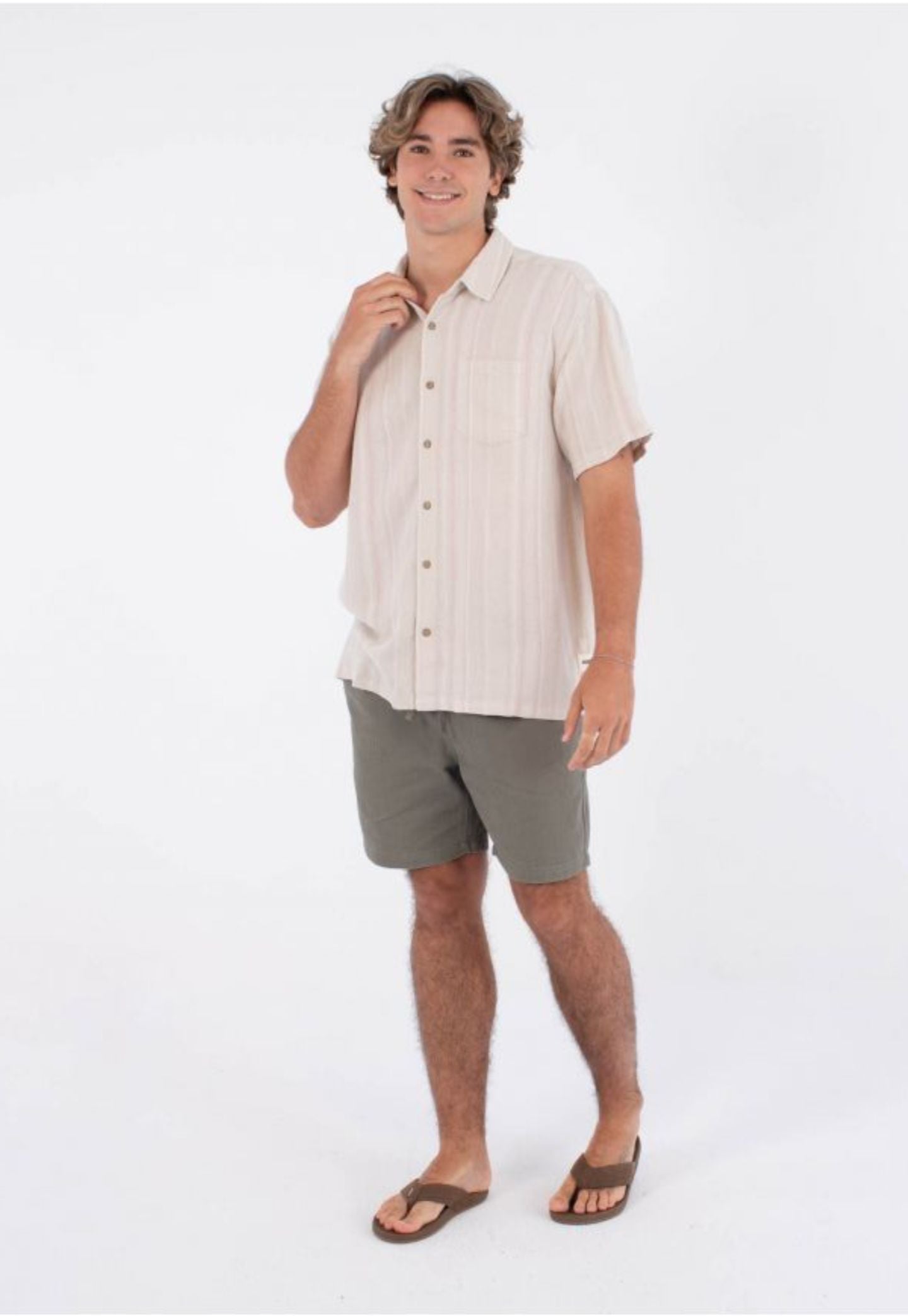 Lavender חולצה מכופתרת קצרה לגברים Oceanside HURLEY