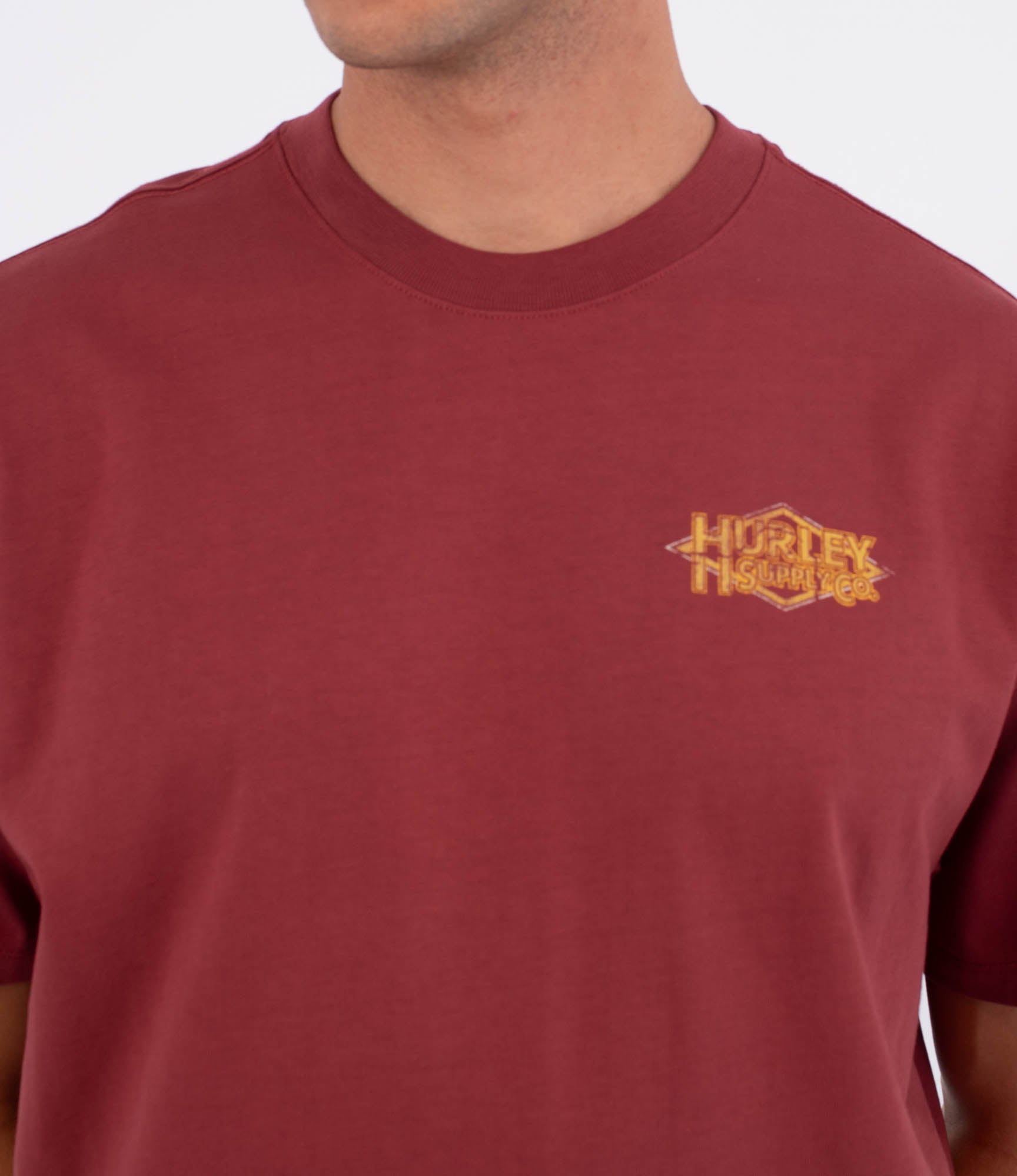 Brown טי שירט קצרה לגברים Fly HURLEY