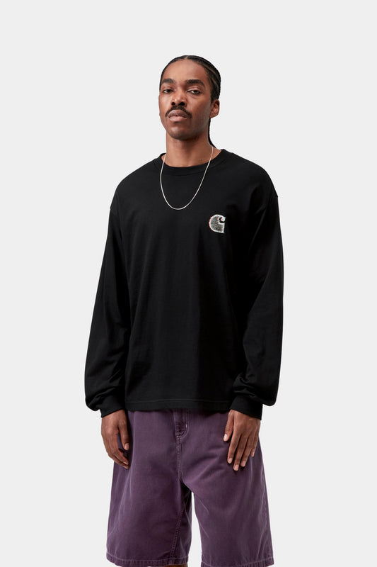 Black טי שירט ארוכה לגברים L/S Mind Your Head CARHARTT WIP