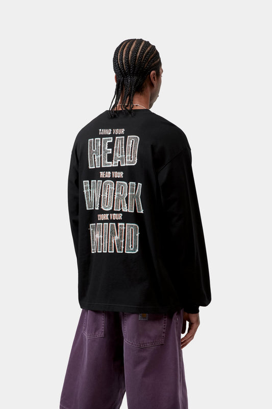 Black טי שירט ארוכה לגברים L/S Mind Your Head CARHARTT WIP