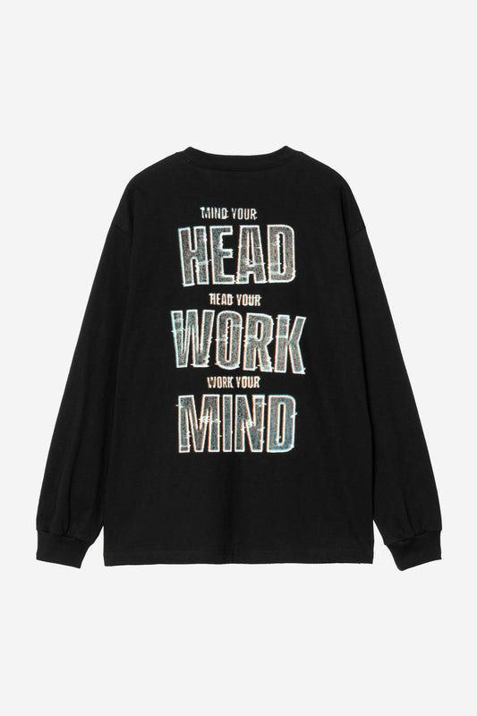Black טי שירט ארוכה לגברים L/S Mind Your Head CARHARTT WIP