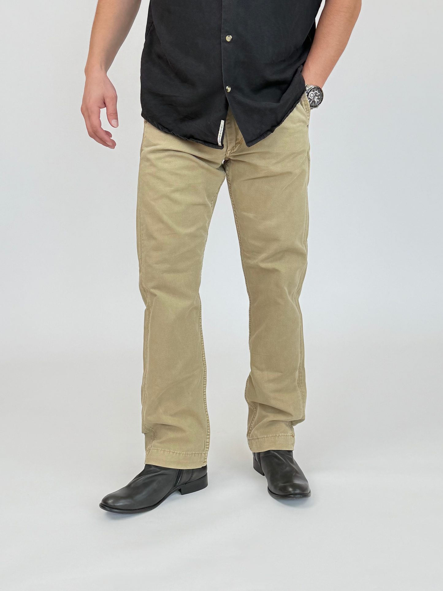 Light Gray מכנסיים ארוכים לגברים Chino Canvas MINUS 1