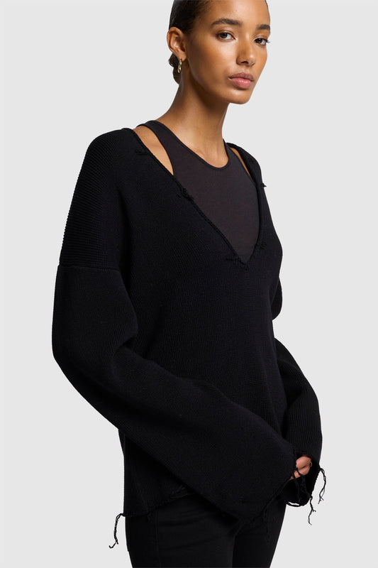 Lavender סוודר וי לנשים SEVEN FOR ALL MANKIND