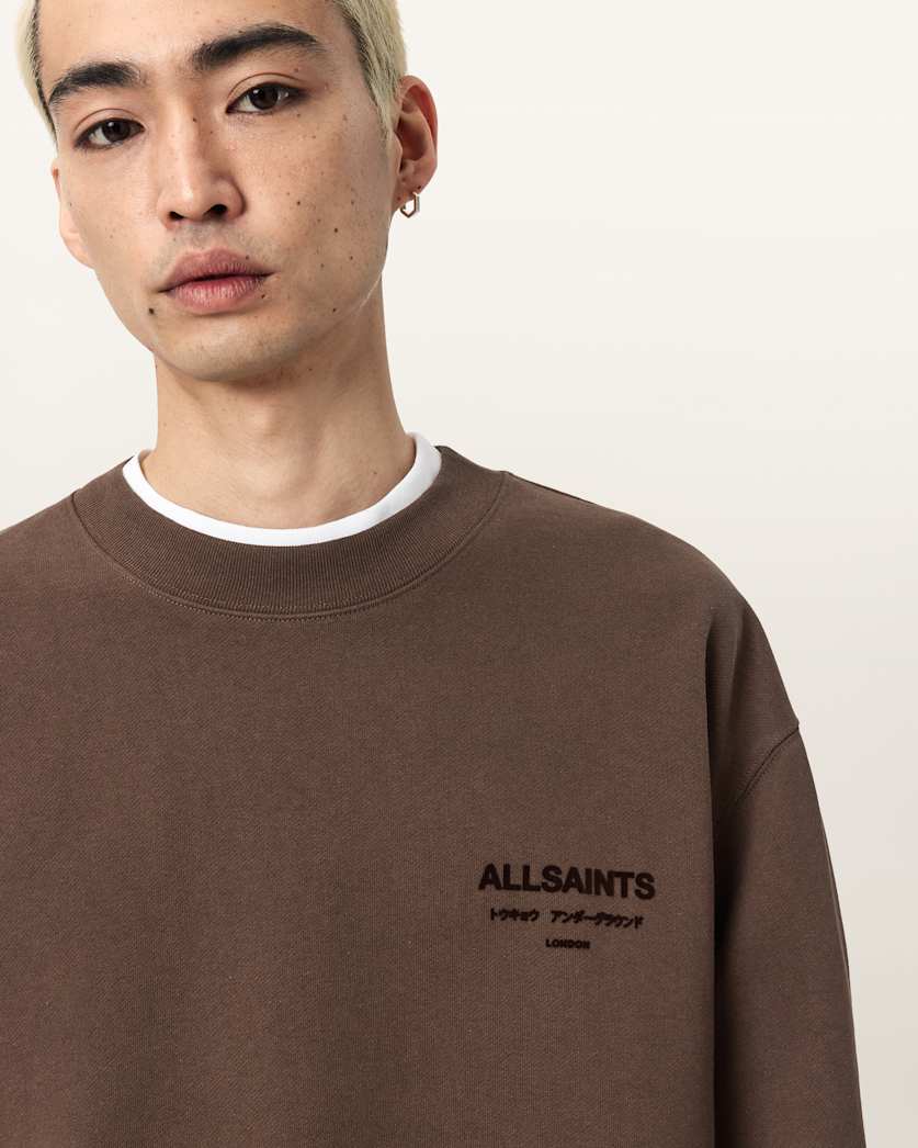Dark Olive Green סווטשירט צווארון עגול לגברים Xander ALLSAINTS