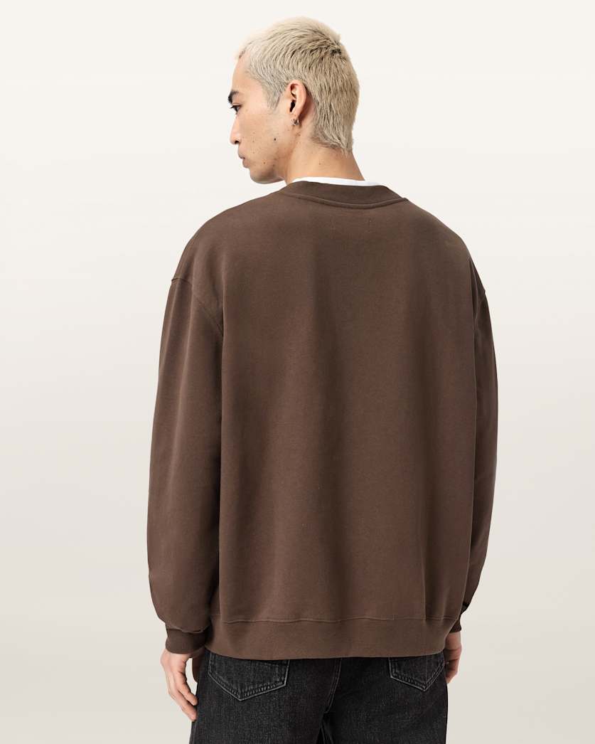 Dark Olive Green סווטשירט צווארון עגול לגברים Xander ALLSAINTS