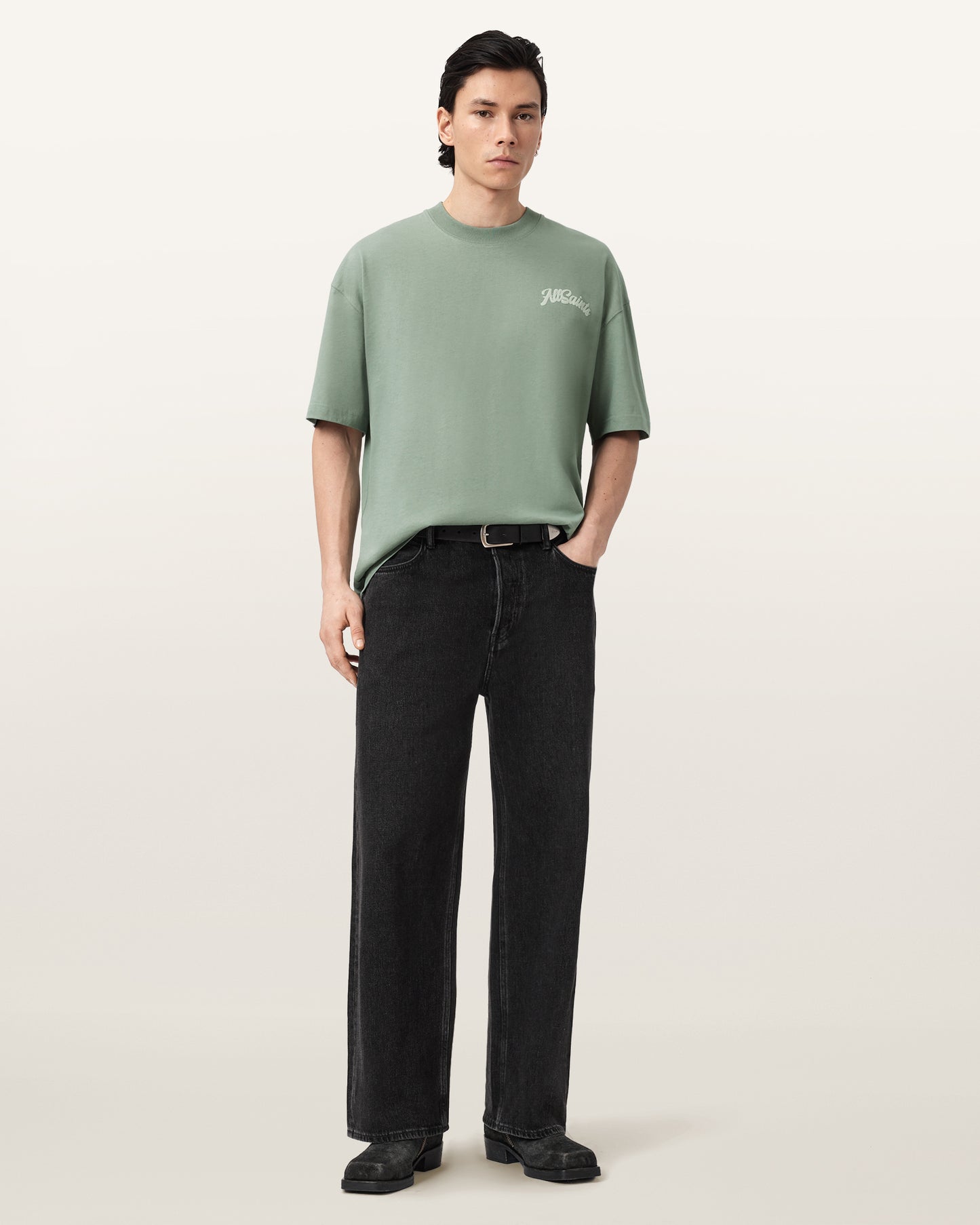 Antique White טי שירט קצרה לגברים Odyssey SS Crew ALLSAINTS