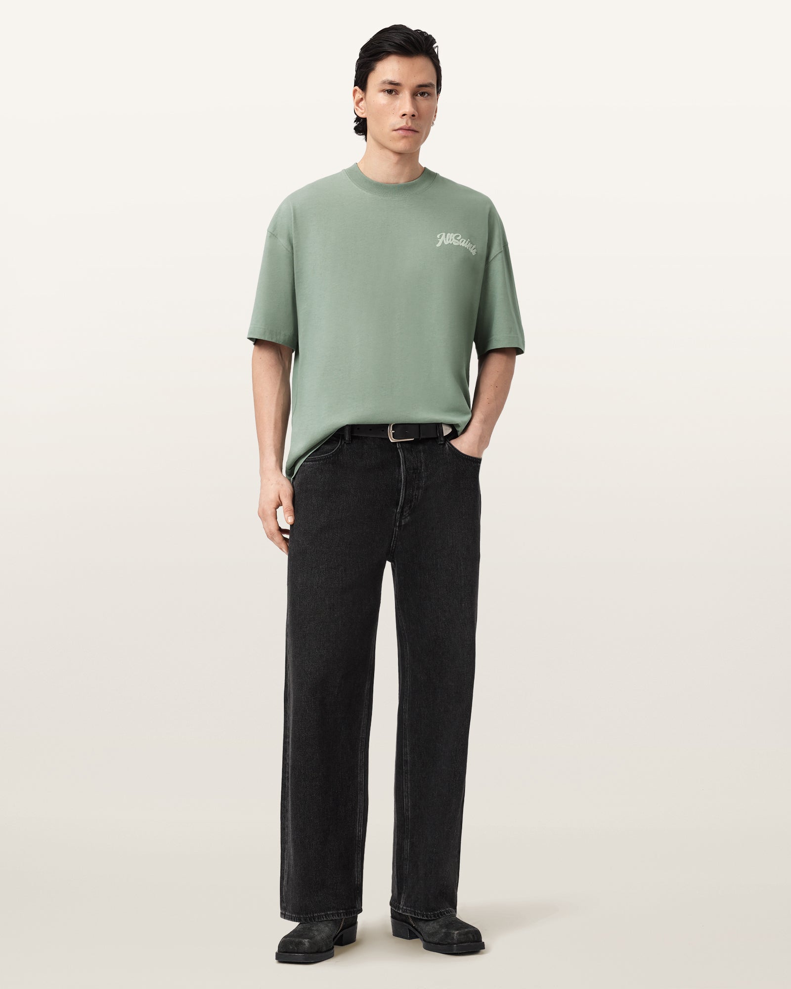 Antique White טי שירט קצרה לגברים Odyssey SS Crew ALLSAINTS