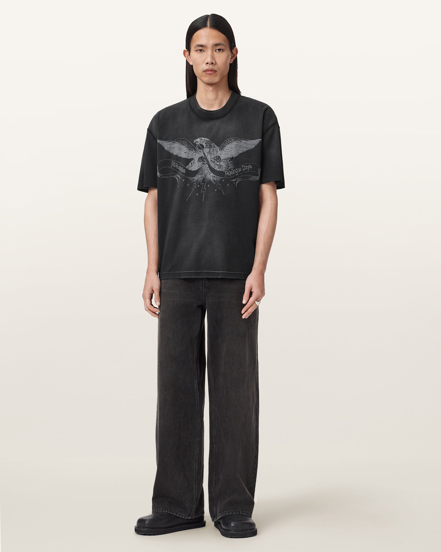 Antique White טי שירט קצרה לגברים Aeterna Ss Crew ALLSAINTS