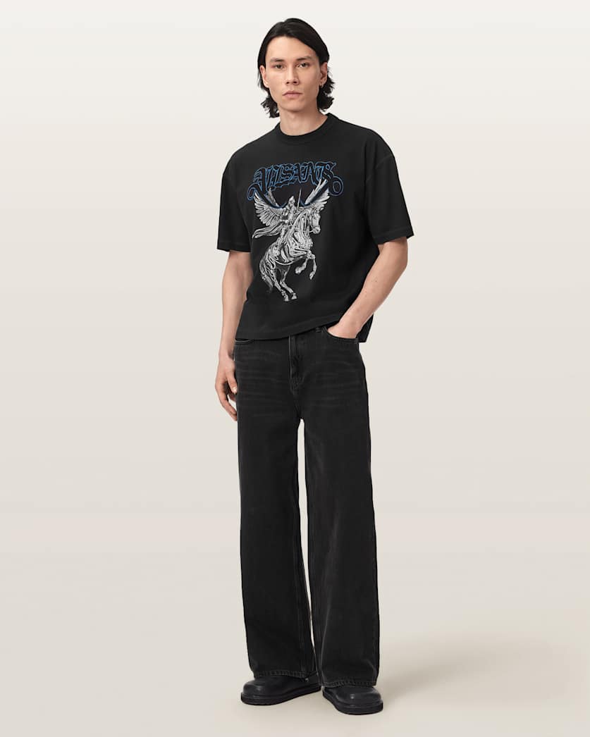 Light Gray טי שירט קצרה עם הדפס גרפי לגברים Seraph ALLSAINTS