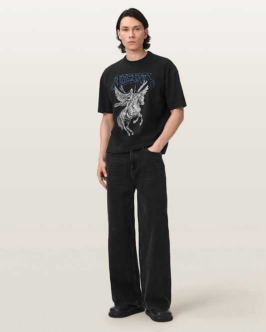 Light Gray טי שירט קצרה עם הדפס גרפי לגברים Seraph ALLSAINTS