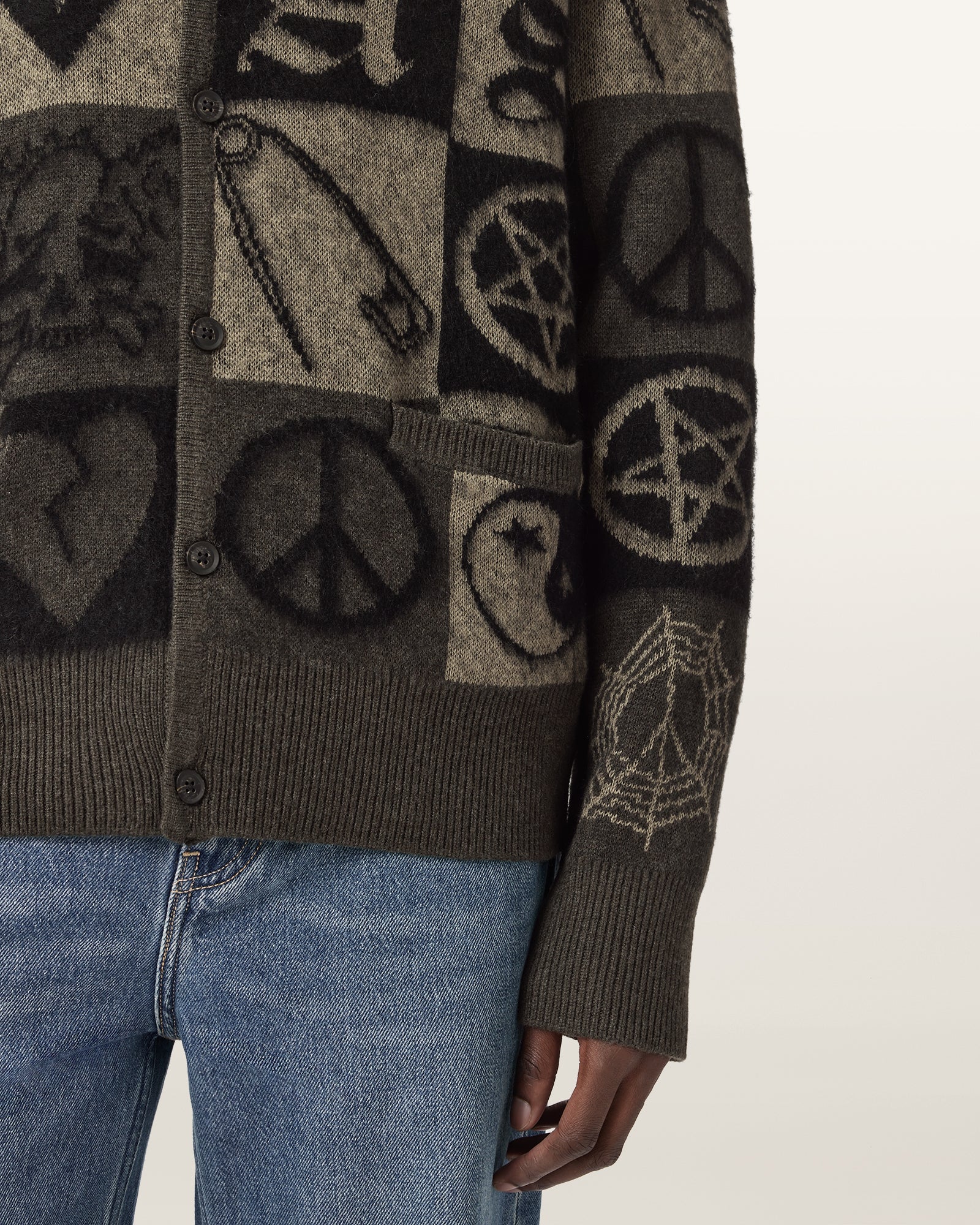 Dark Slate Gray קרדיגן לגברים Travis Jacquard ALLSAINTS