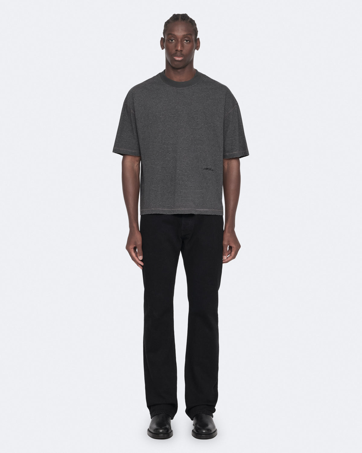 Dark Slate Gray טי שירט קצרה פסים לגברים Axel ALLSAINTS