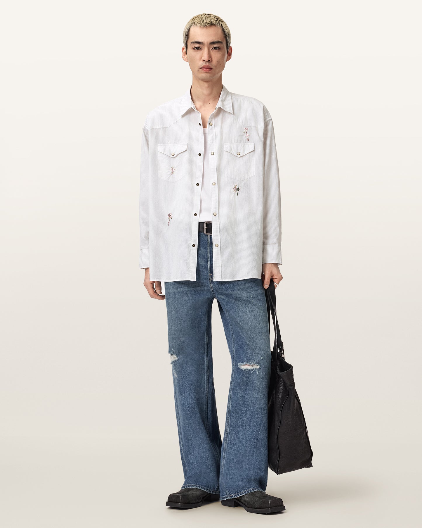 Seashell חולצה מכופתרת ארוכה לגברים Portman LS Shirt ALLSAINTS