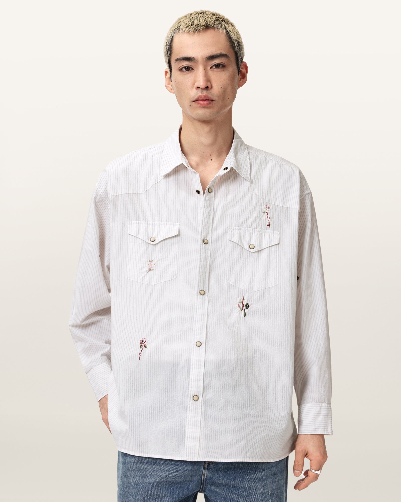 Lavender חולצה מכופתרת ארוכה לגברים Portman LS Shirt ALLSAINTS