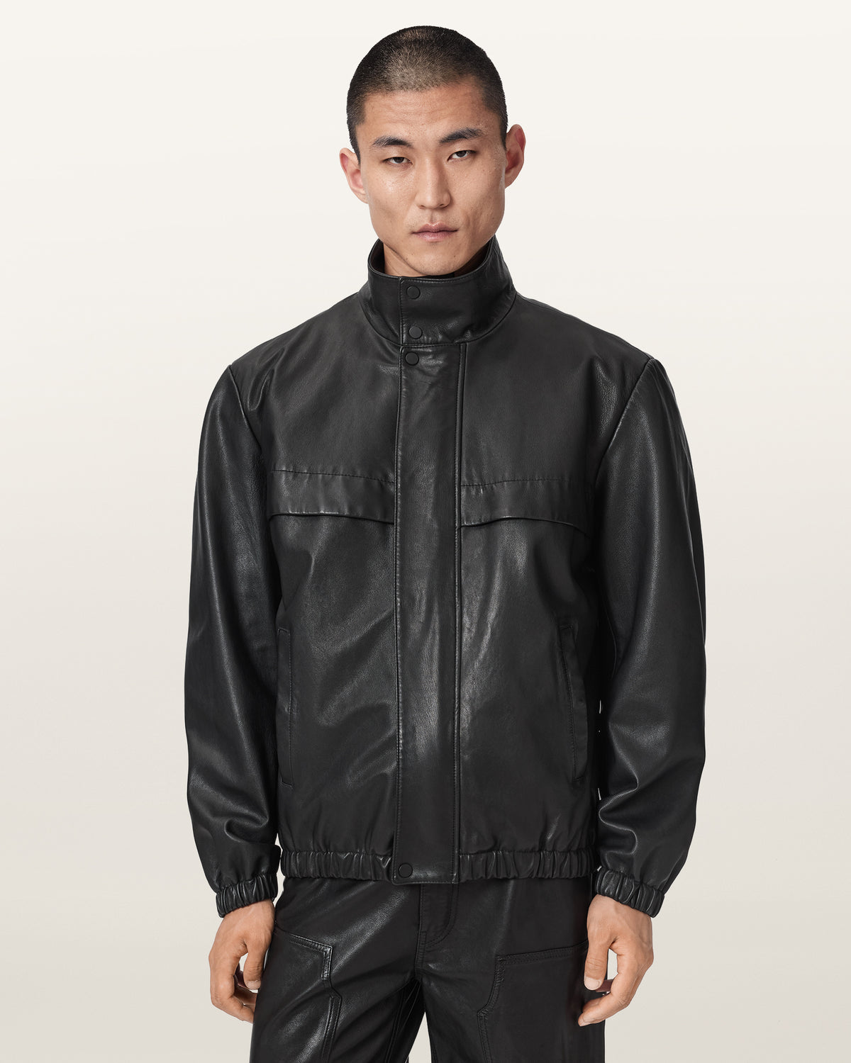 Dark Slate Gray Stenton jacket ג'קט עור לגברים ALLSAINTS