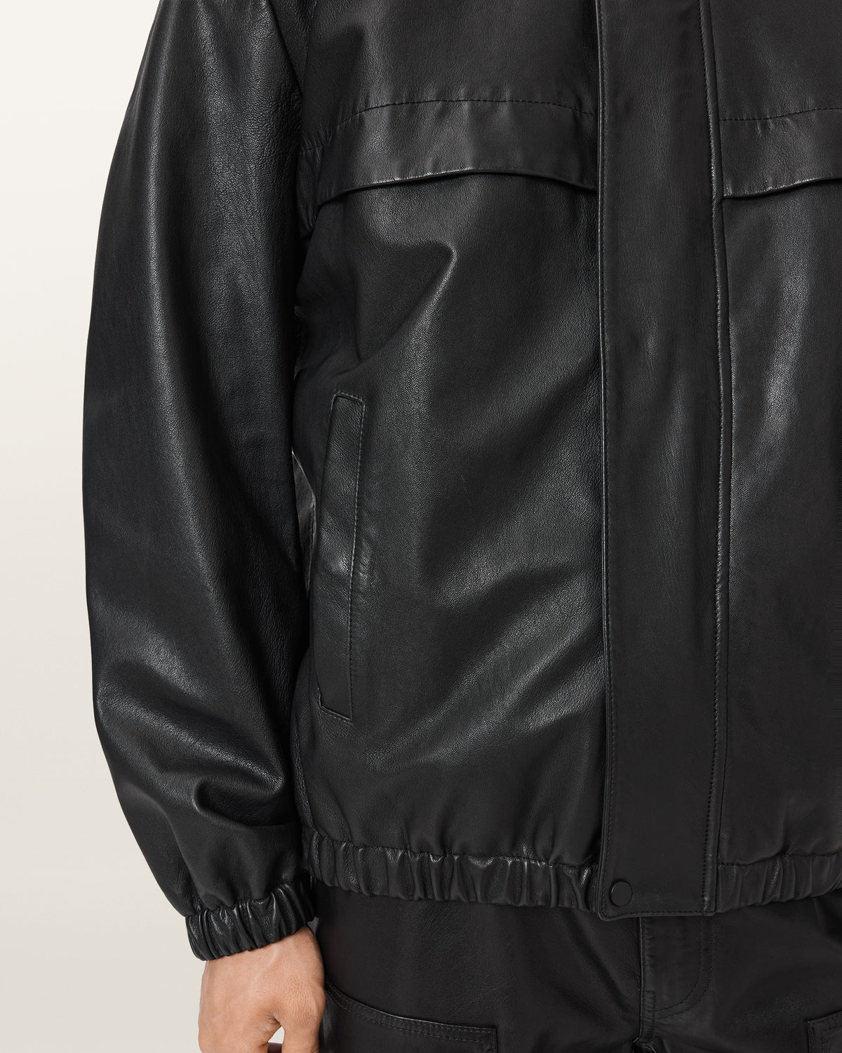 Dark Slate Gray Stenton jacket ג'קט עור לגברים ALLSAINTS