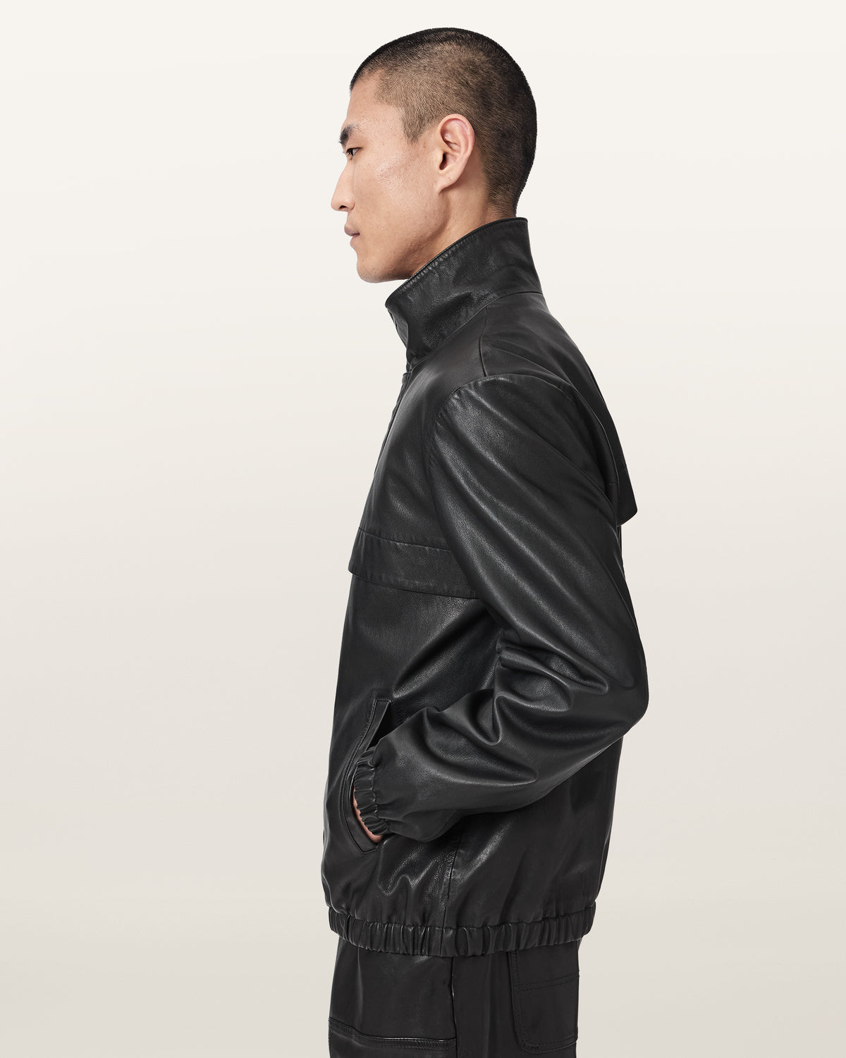 Dark Slate Gray Stenton jacket ג'קט עור לגברים ALLSAINTS