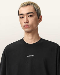 Dark Slate Gray טי שירט קצרה לגברים Mikro ALLSAINTS