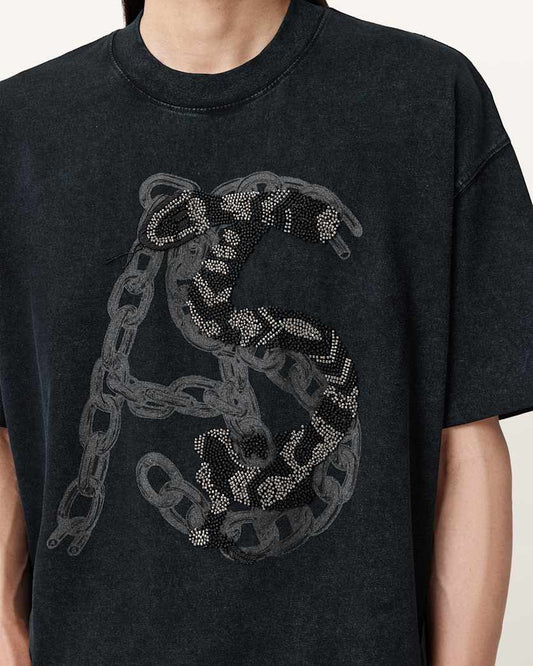 Dark Slate Gray טי שירט קצרה לגברים Scale ALLSAINTS