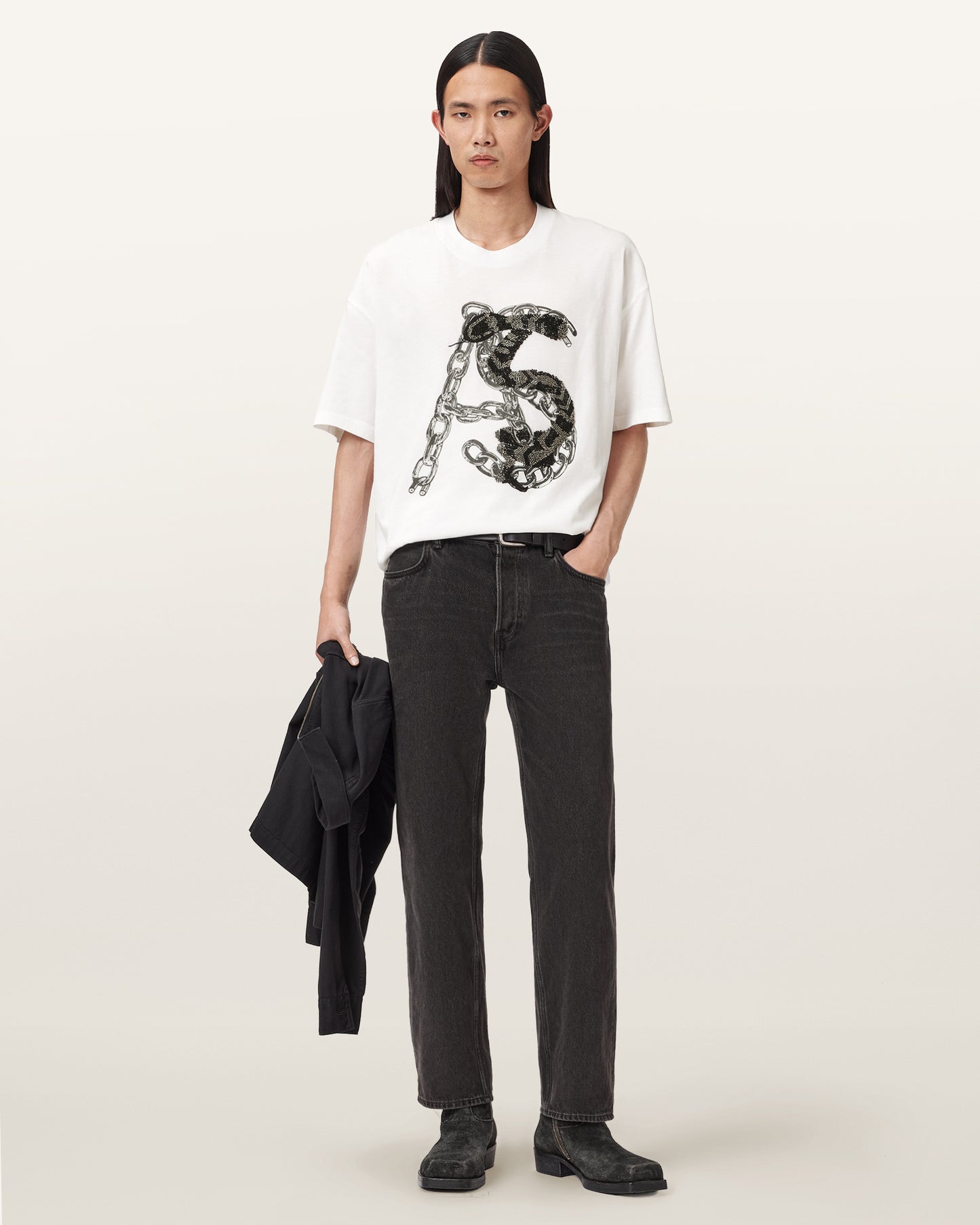 Seashell טי שירט קצרה לגברים Scale SS Crew ALLSAINTS