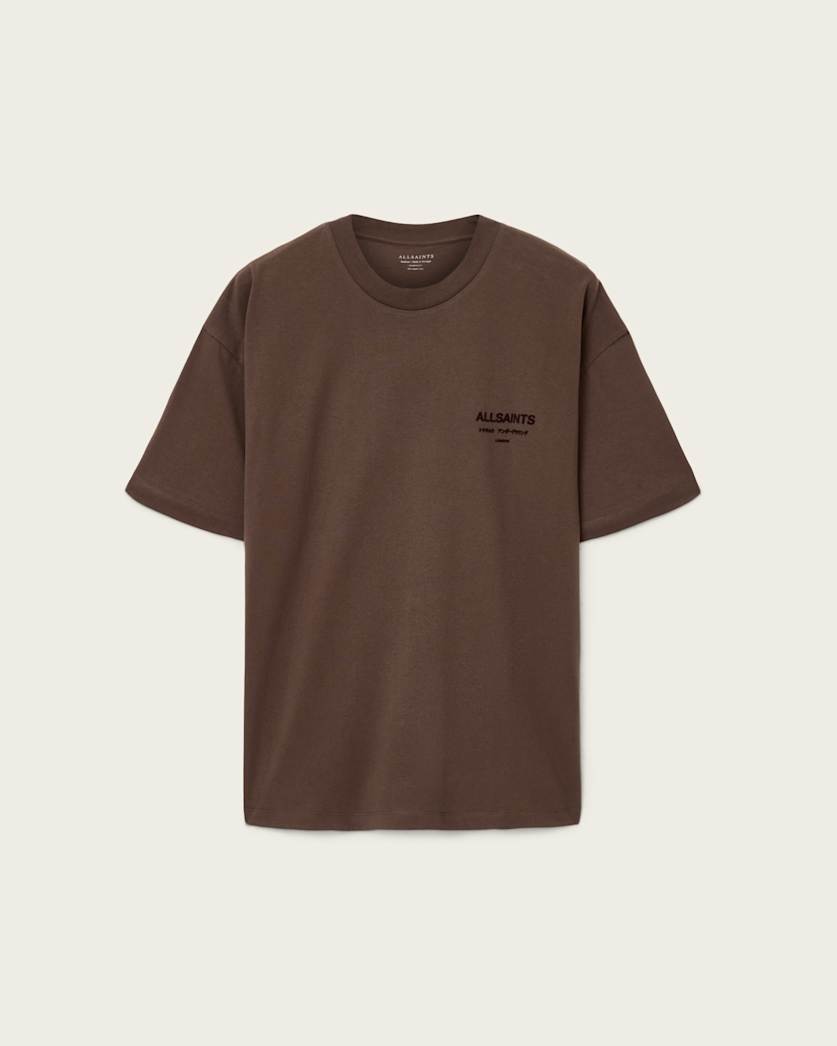 Dark Olive Green טי שירט אוברסייז עם הדפס לוגו קטיפתי לגברים Xander ALLSAINTS