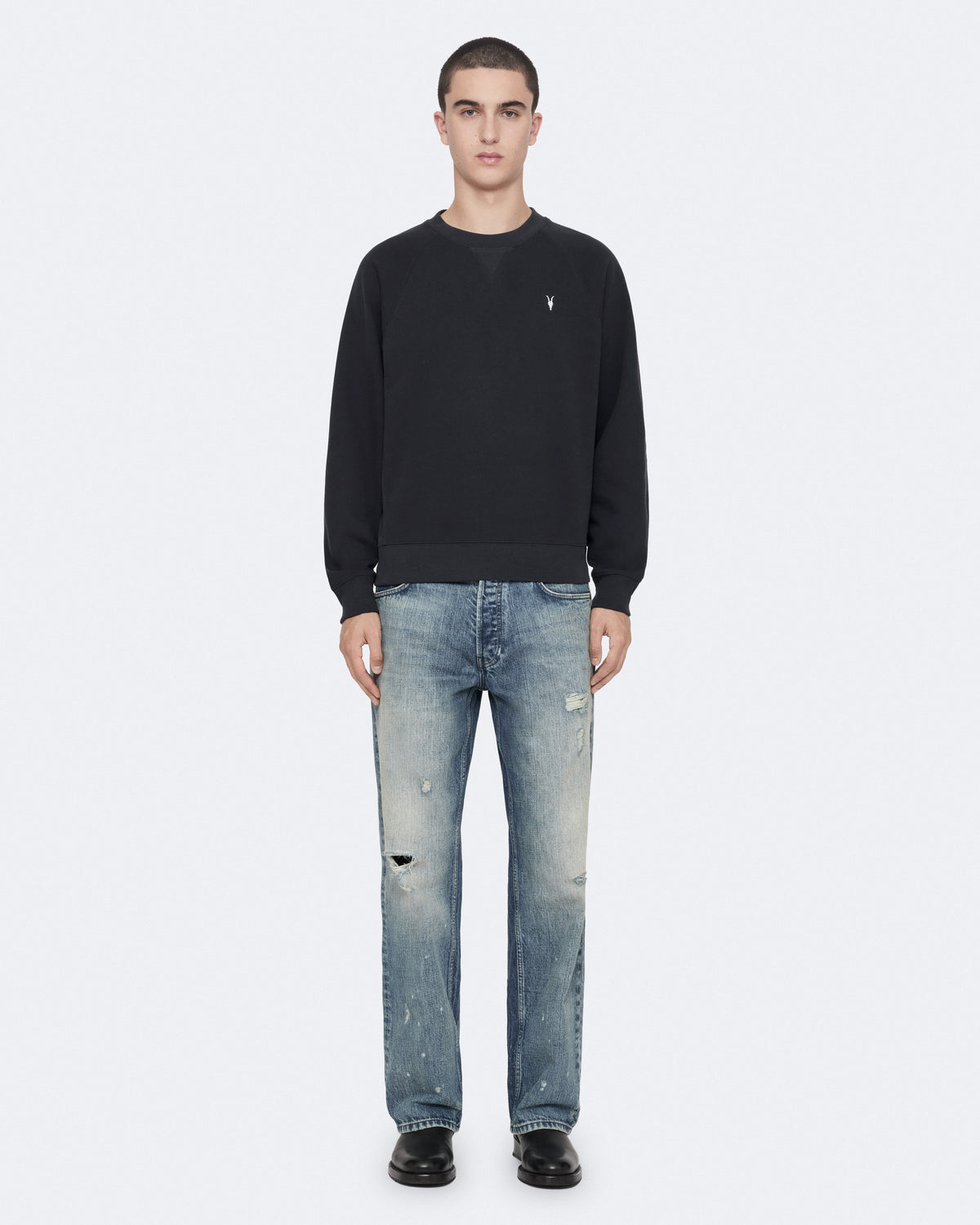 Dark Slate Gray Harlow crew סוודר לגברים ALLSAINTS