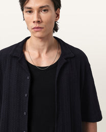 Black חולצה מכופתרת קצרה לגברים Trace ALLSAINTS