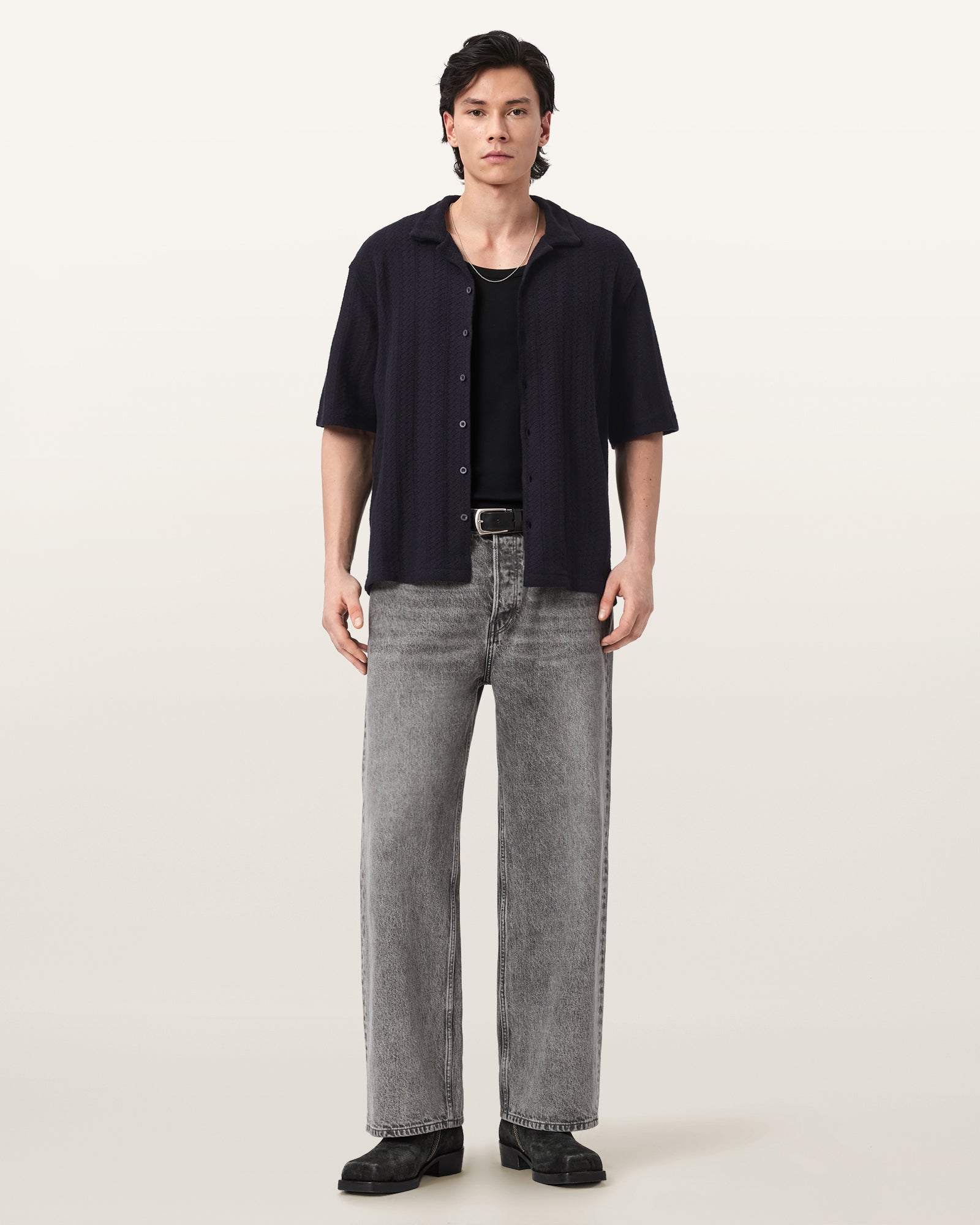 Seashell חולצה מכופתרת קצרה לגברים Trace ALLSAINTS