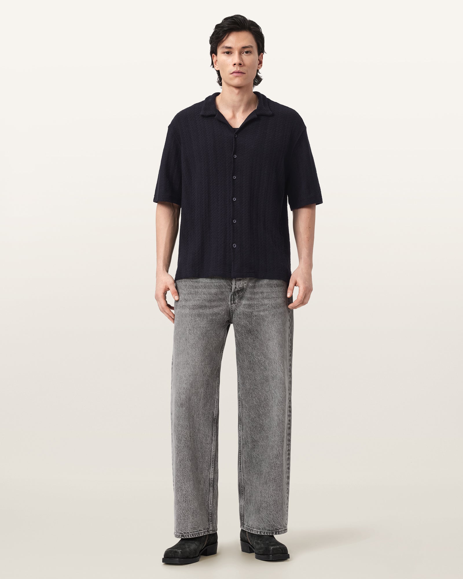 Seashell חולצה מכופתרת קצרה לגברים Trace ALLSAINTS