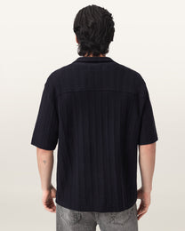 Black חולצה מכופתרת קצרה לגברים Trace ALLSAINTS