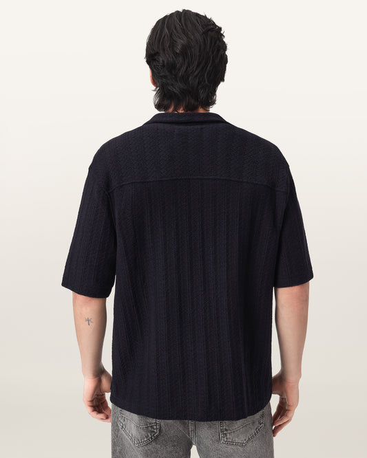 Black חולצה מכופתרת קצרה לגברים Trace ALLSAINTS