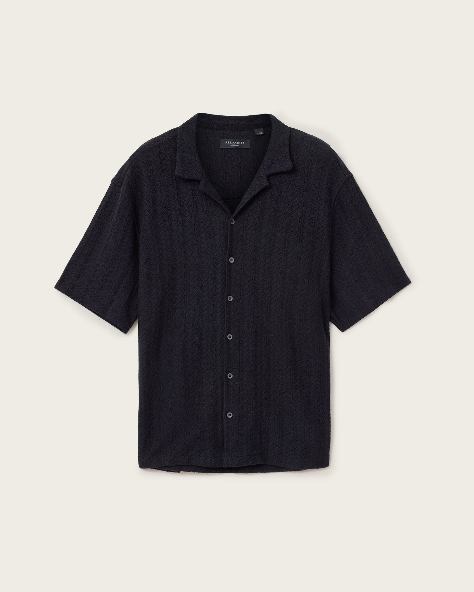 Black חולצה מכופתרת קצרה לגברים Trace ALLSAINTS