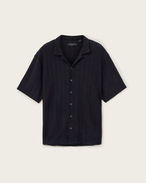 Black חולצה מכופתרת קצרה לגברים Trace ALLSAINTS