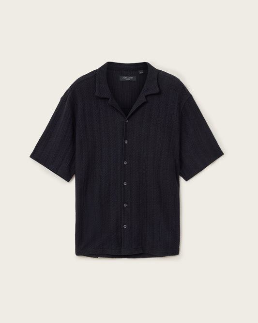 Black חולצה מכופתרת קצרה לגברים Trace ALLSAINTS