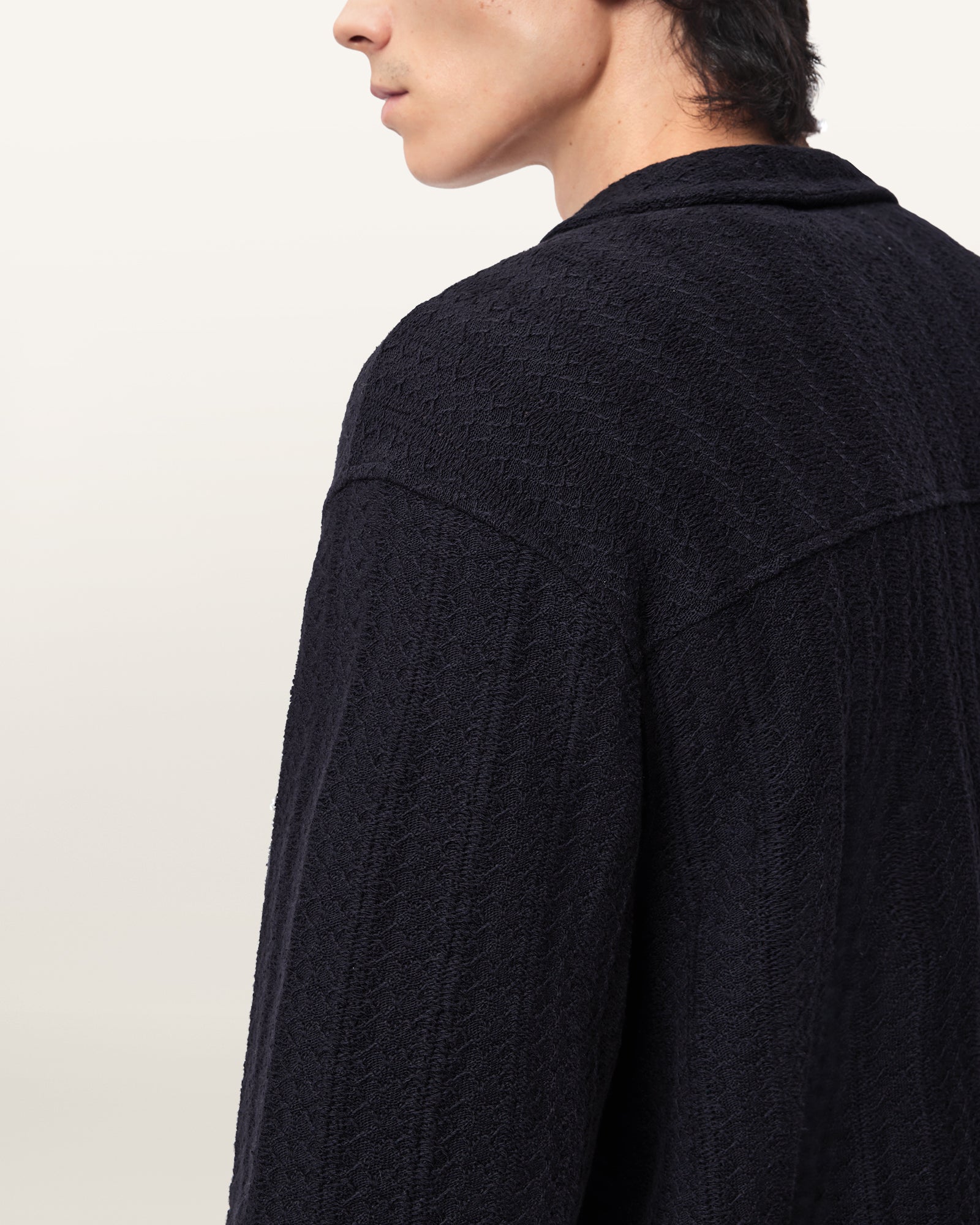 Black חולצה מכופתרת קצרה לגברים Trace ALLSAINTS