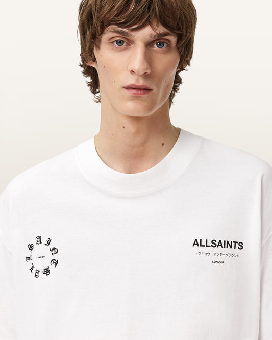 White Smoke טי שירט קצרה לגברים Washed Tee ALLSAINTS