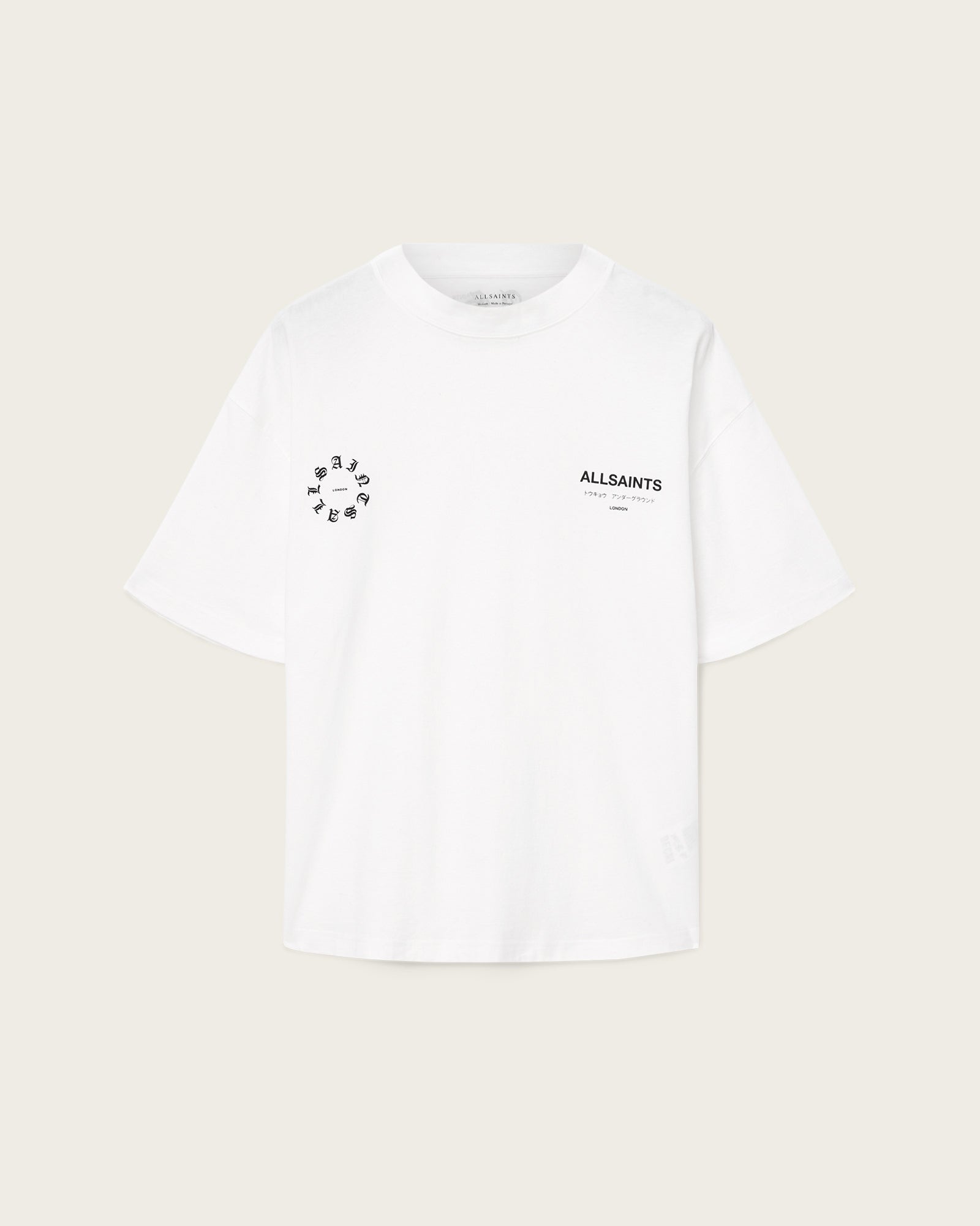 White Smoke טי שירט קצרה לגברים Washed Tee ALLSAINTS