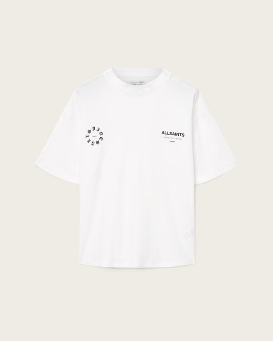 White Smoke טי שירט קצרה לגברים Washed Tee ALLSAINTS