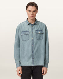 Seashell חולצה מכופתרת ארוכה לגברים Gribbs LS Shirt ALLSAINTS