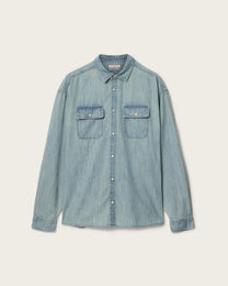 Dark Gray חולצה מכופתרת ארוכה לגברים Gribbs LS Shirt ALLSAINTS
